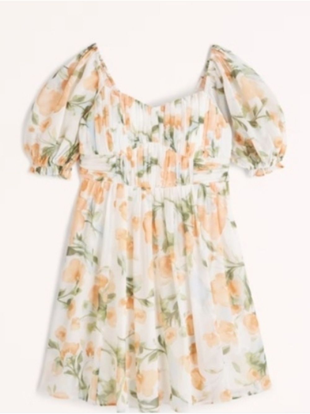 Abercrombie & Fitch Ruched Ruffle Puffed Sleeve Mini Dress Floral Size Small